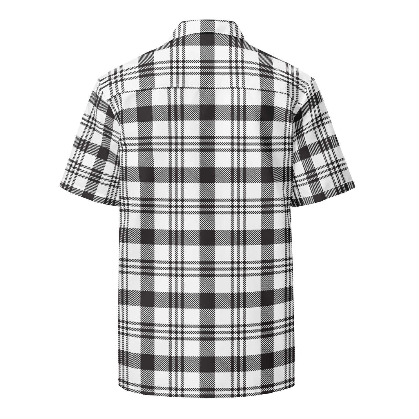 Unisex Button Shirt - Minimal B&W Plaid
