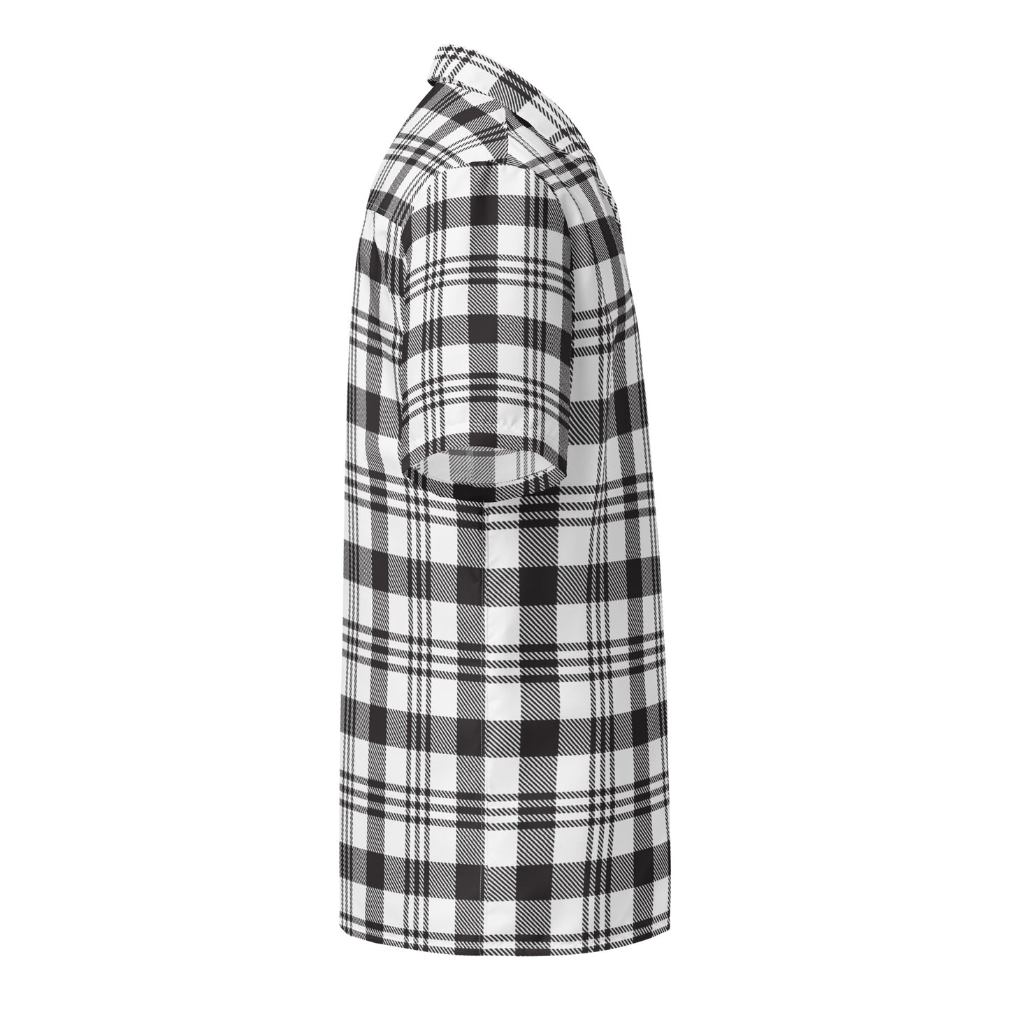 Unisex Button Shirt - Minimal B&W Plaid