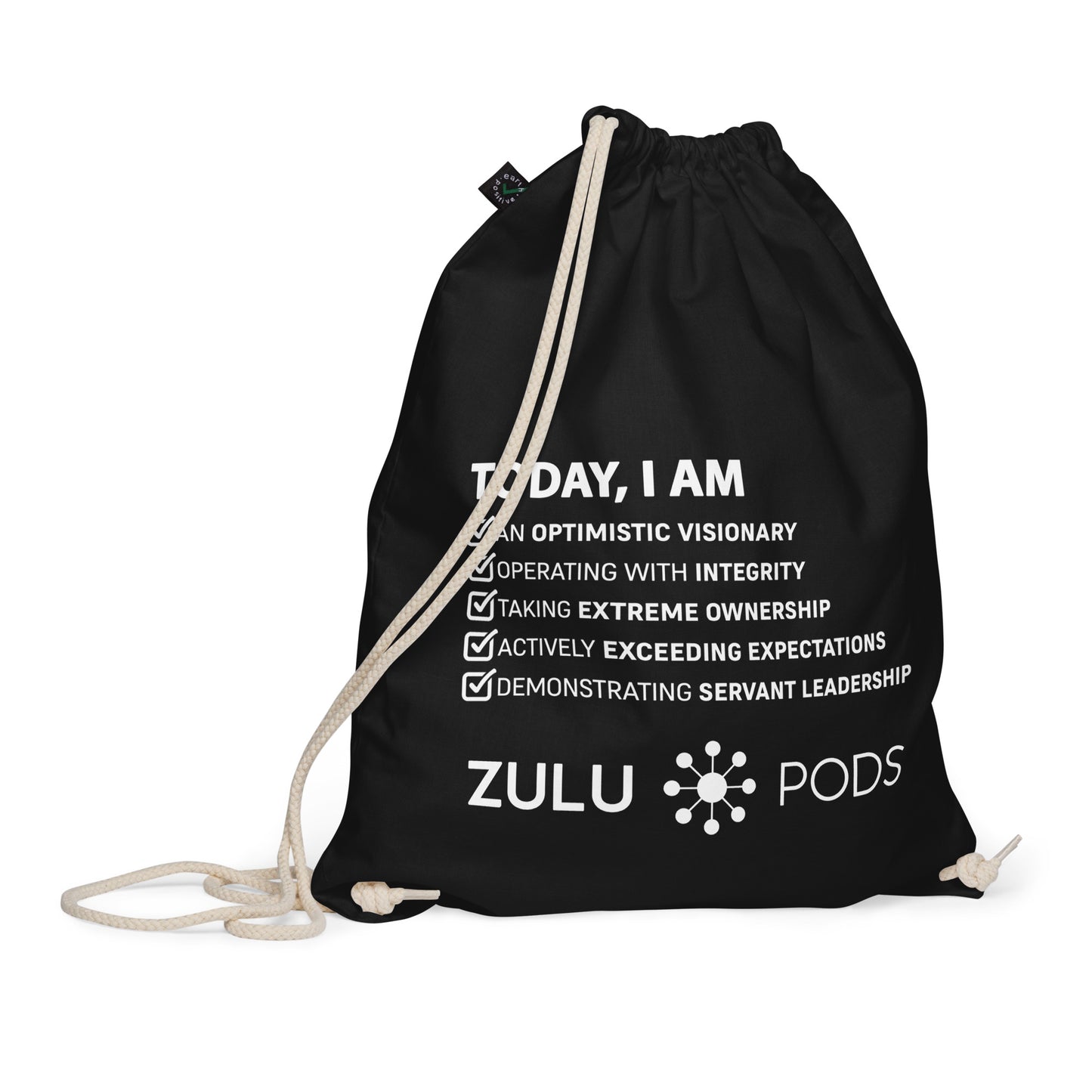 Cotton Drawstring Bag - Core Values Edition (White Text)