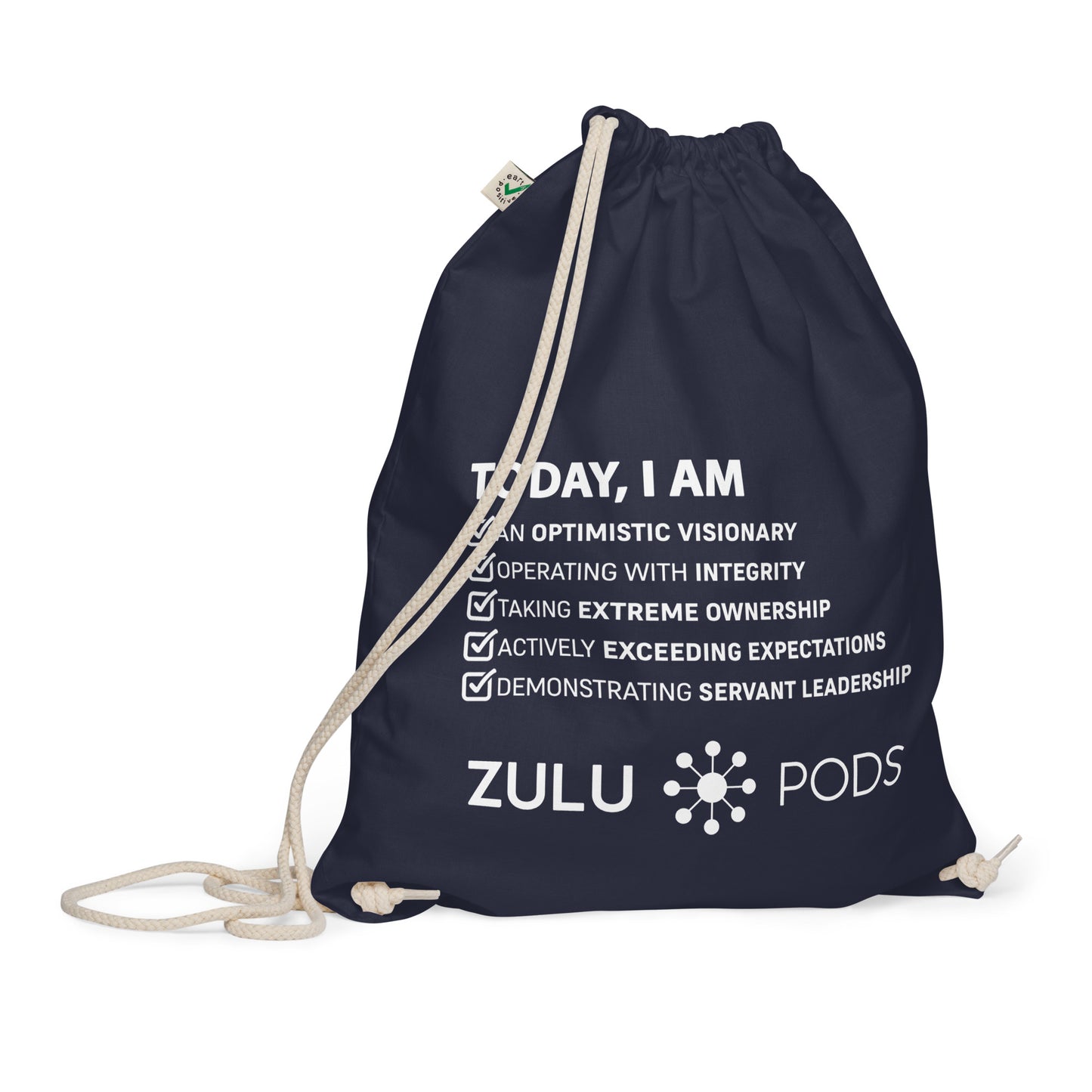 Cotton Drawstring Bag - Core Values Edition (White Text)
