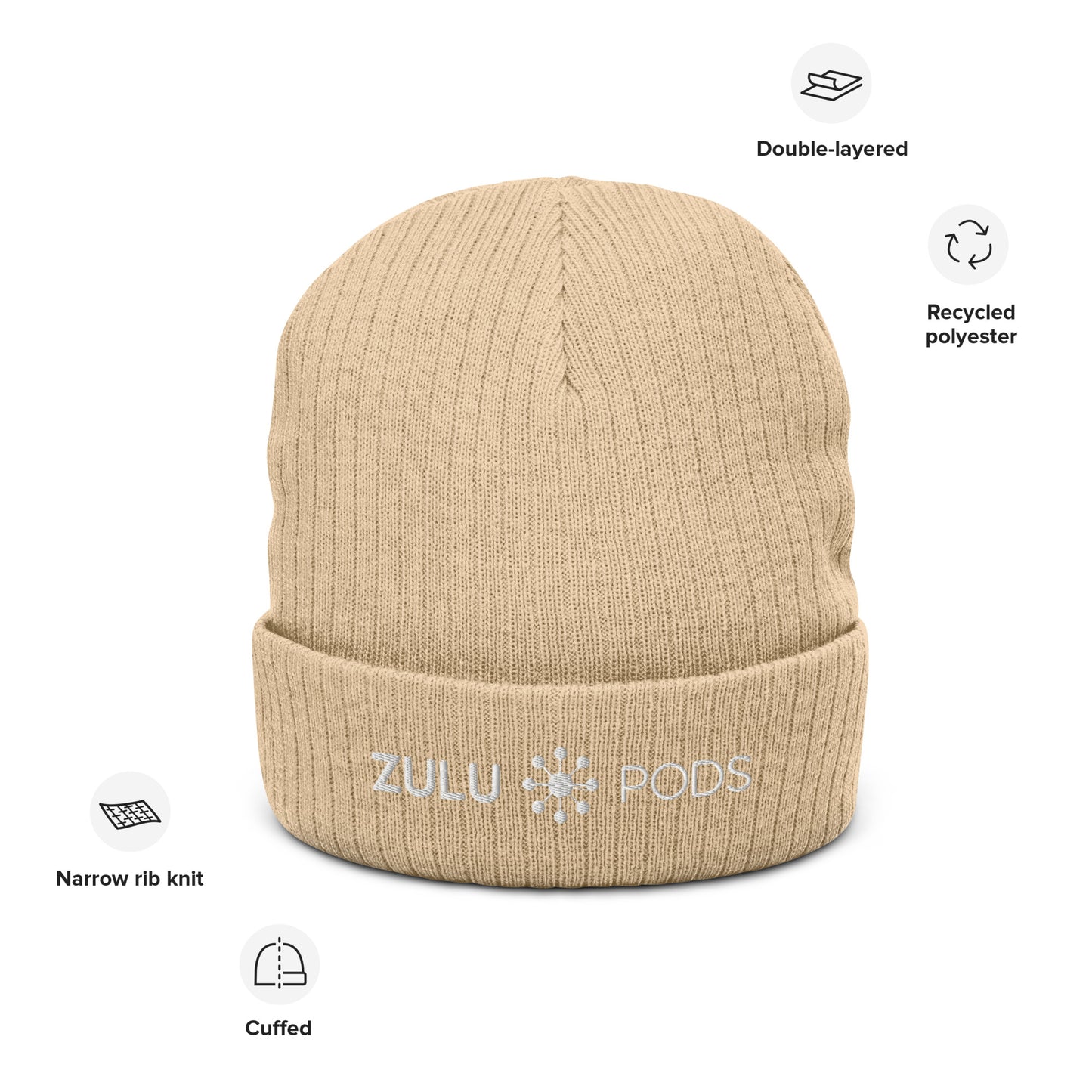 Zulu Pods Ribbed Knit Beanie