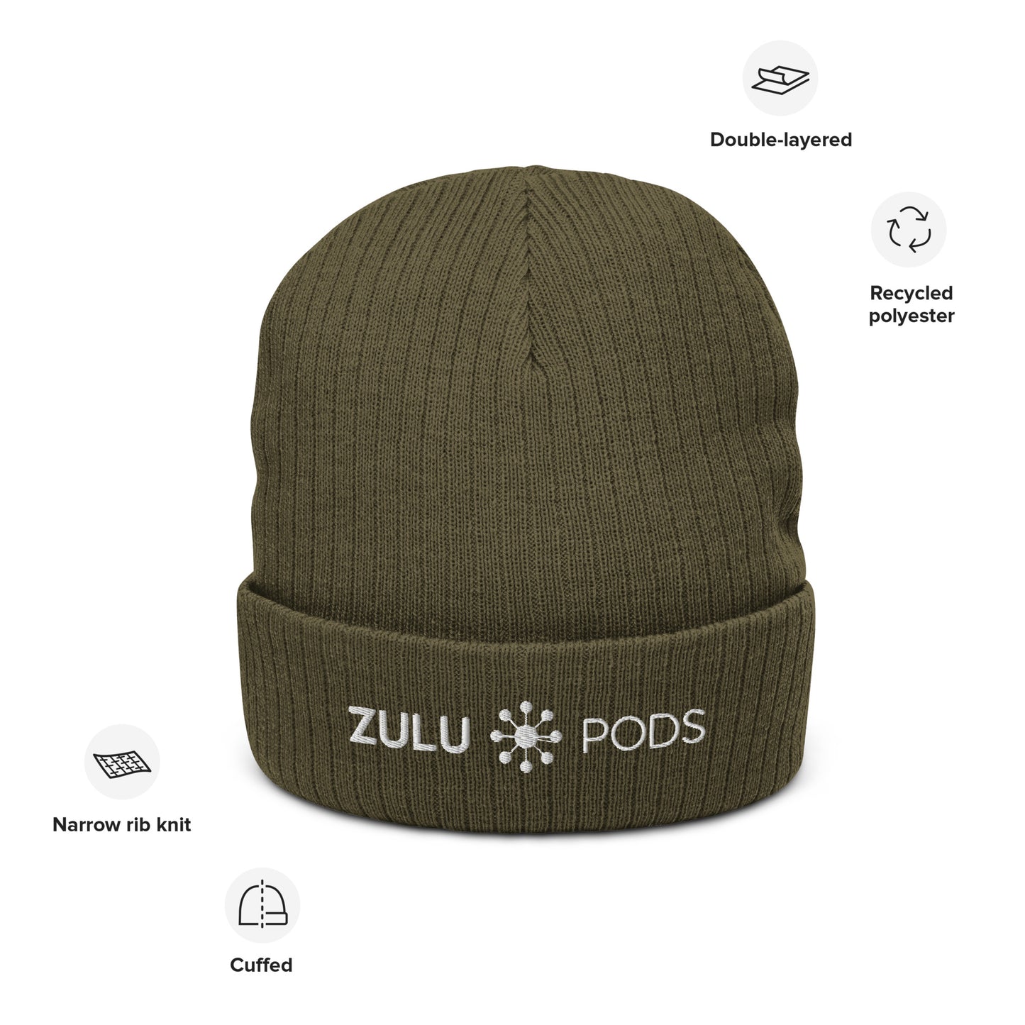 Zulu Pods Ribbed Knit Beanie