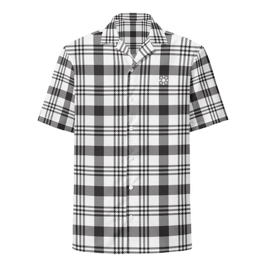 Unisex Button Shirt - Minimal B&W Plaid